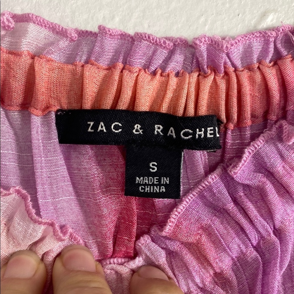 Zac & Rachel Pink and Orange Ruffled Bell Sleeve Blouse - Picture 3 of 7